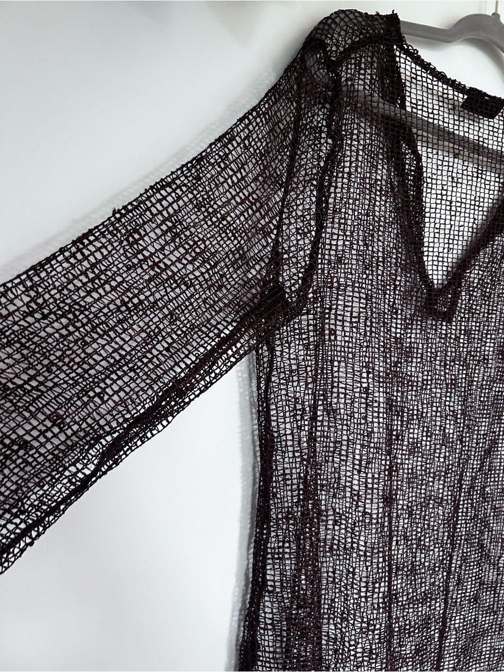 La Blanca by Rod Bettie Brown Sequin Netted Long Sleeve Swim Coverup Top - Picture 3 of 5